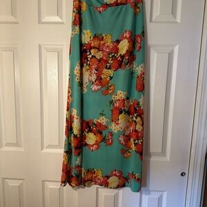 Agnes & Dora Floral Maxi Skirt - Teal and Red